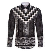 Black Taniko Aotearoa Family Matching Off The Shoulder Long Sleeve Dress and Hawaiian Shirt Niho Taniwha Mix Poutama LT14