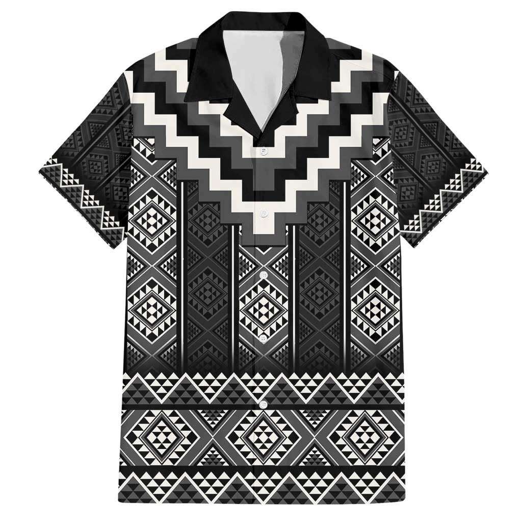 Black Taniko Aotearoa Hawaiian Shirt Niho Taniwha Mix Poutama LT14 Black - Polynesian Pride