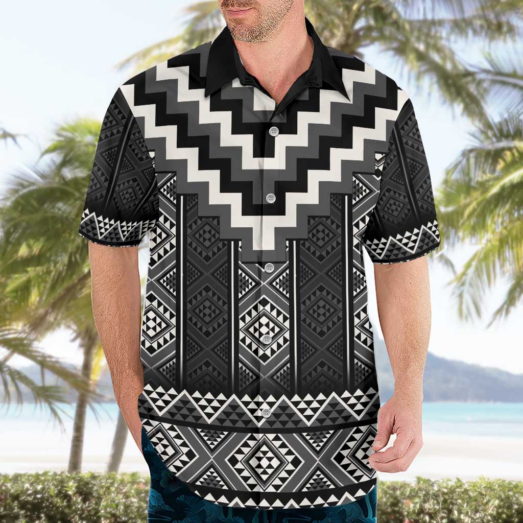 Black Taniko Aotearoa Hawaiian Shirt Niho Taniwha Mix Poutama LT14 - Polynesian Pride
