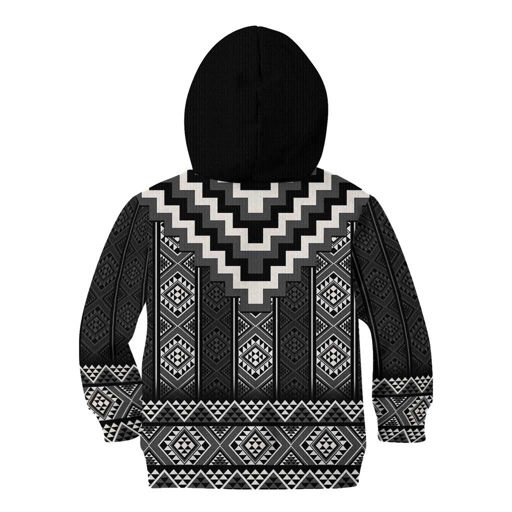 Black Taniko Aotearoa Kid Hoodie Niho Taniwha Mix Poutama LT14
