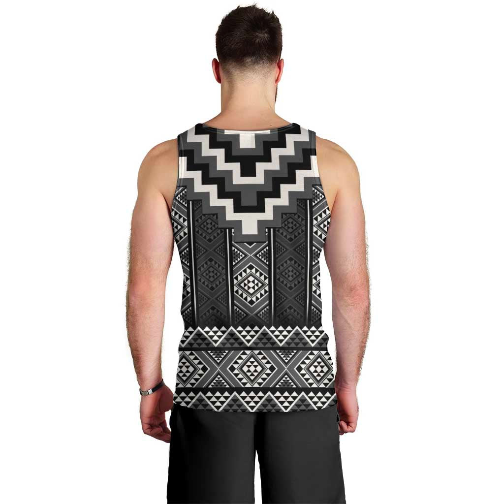 Black Taniko Aotearoa Men Tank Top Niho Taniwha Mix Poutama LT14 - Polynesian Pride