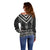 Black Taniko Aotearoa Off Shoulder Sweater Niho Taniwha Mix Poutama LT14