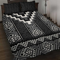 Black Taniko Aotearoa Quilt Bed Set Niho Taniwha Mix Poutama LT14 Black - Polynesian Pride