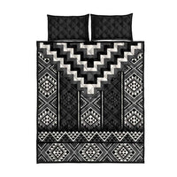 Black Taniko Aotearoa Quilt Bed Set Niho Taniwha Mix Poutama LT14 - Polynesian Pride