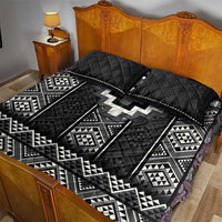 Black Taniko Aotearoa Quilt Bed Set Niho Taniwha Mix Poutama LT14 - Polynesian Pride