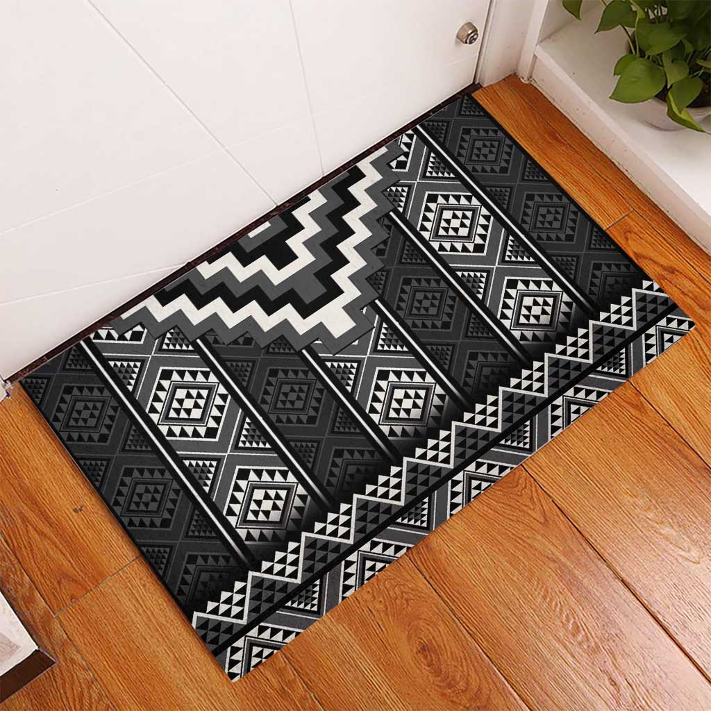 Black Taniko Aotearoa Rubber Doormat Niho Taniwha Mix Poutama LT14 - Polynesian Pride