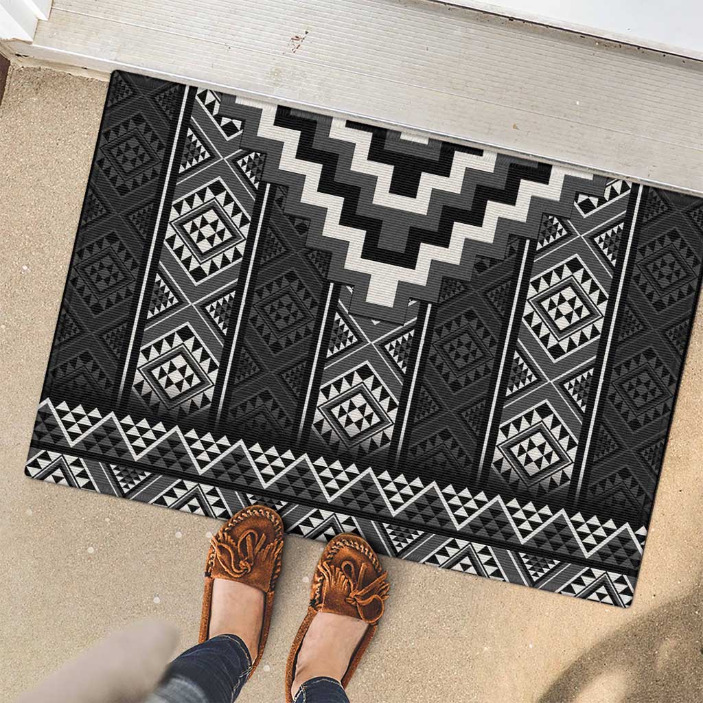 Black Taniko Aotearoa Rubber Doormat Niho Taniwha Mix Poutama LT14 - Polynesian Pride