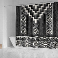 Black Taniko Aotearoa Shower Curtain Niho Taniwha Mix Poutama LT14