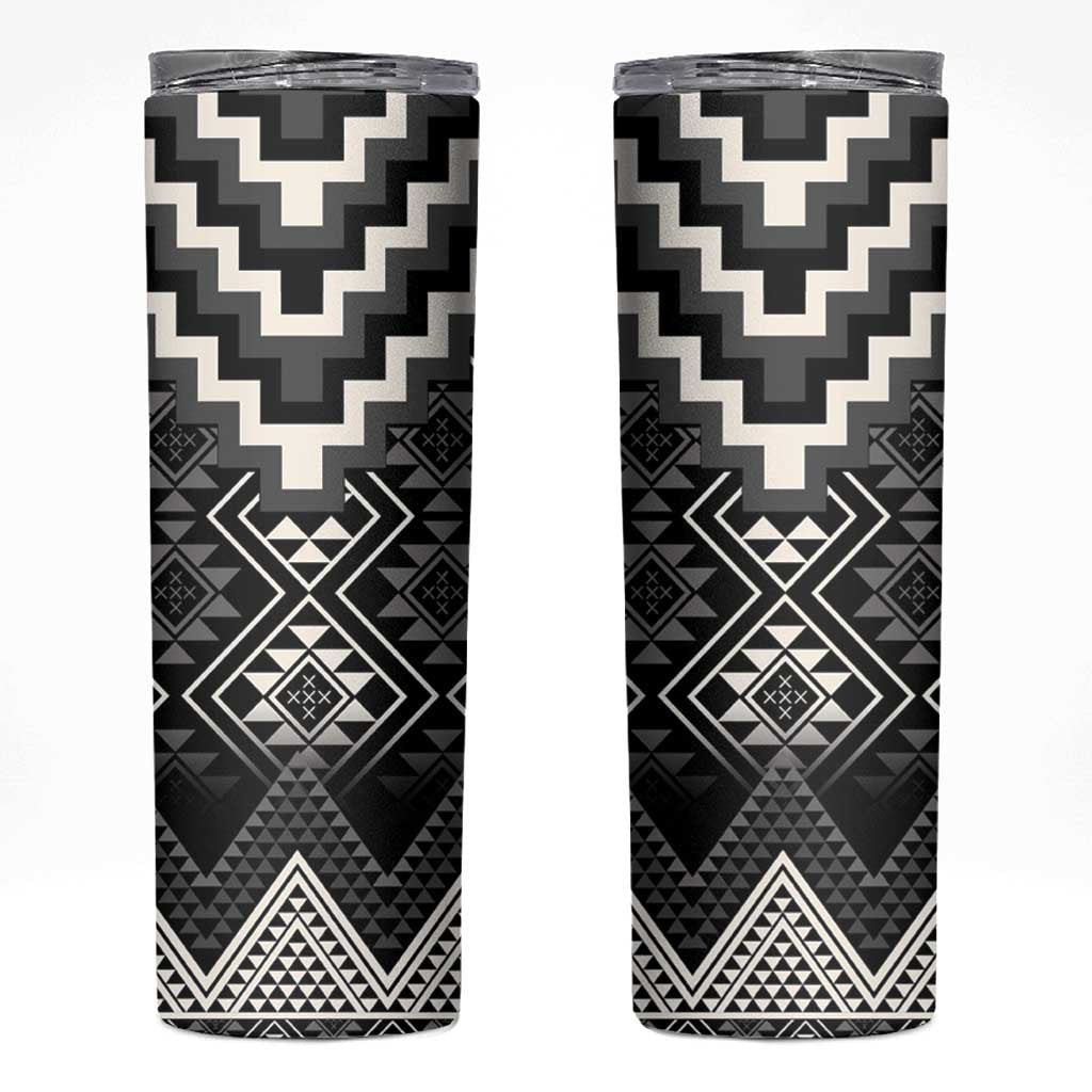 Black Taniko Aotearoa Skinny Tumbler Niho Taniwha Mix Poutama