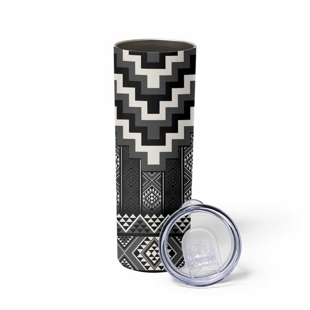 Black Taniko Aotearoa Skinny Tumbler Niho Taniwha Mix Poutama LT14