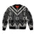 Black Taniko Aotearoa Sleeve Zip Bomber Jacket Niho Taniwha Mix Poutama