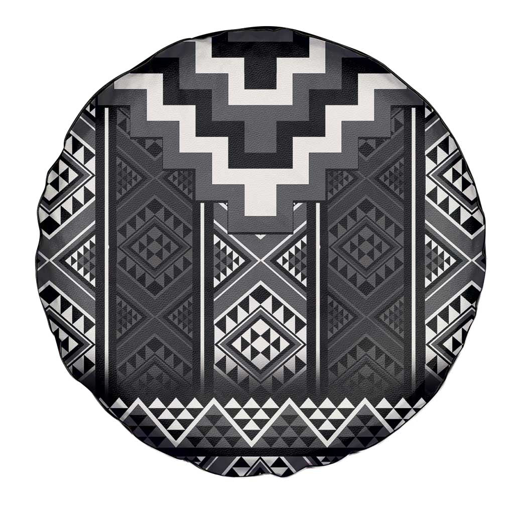 Black Taniko Aotearoa Spare Tire Cover Niho Taniwha Mix Poutama LT14 - Polynesian Pride