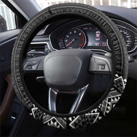 Black Taniko Aotearoa Steering Wheel Cover Niho Taniwha Mix Poutama LT14 - Polynesian Pride