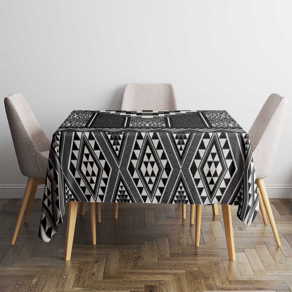 Black Taniko Aotearoa Tablecloth Niho Taniwha Mix Poutama LT14 - Polynesian Pride