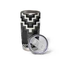 Black Taniko Aotearoa Tumbler Cup Niho Taniwha Mix Poutama LT14 - Polynesian Pride