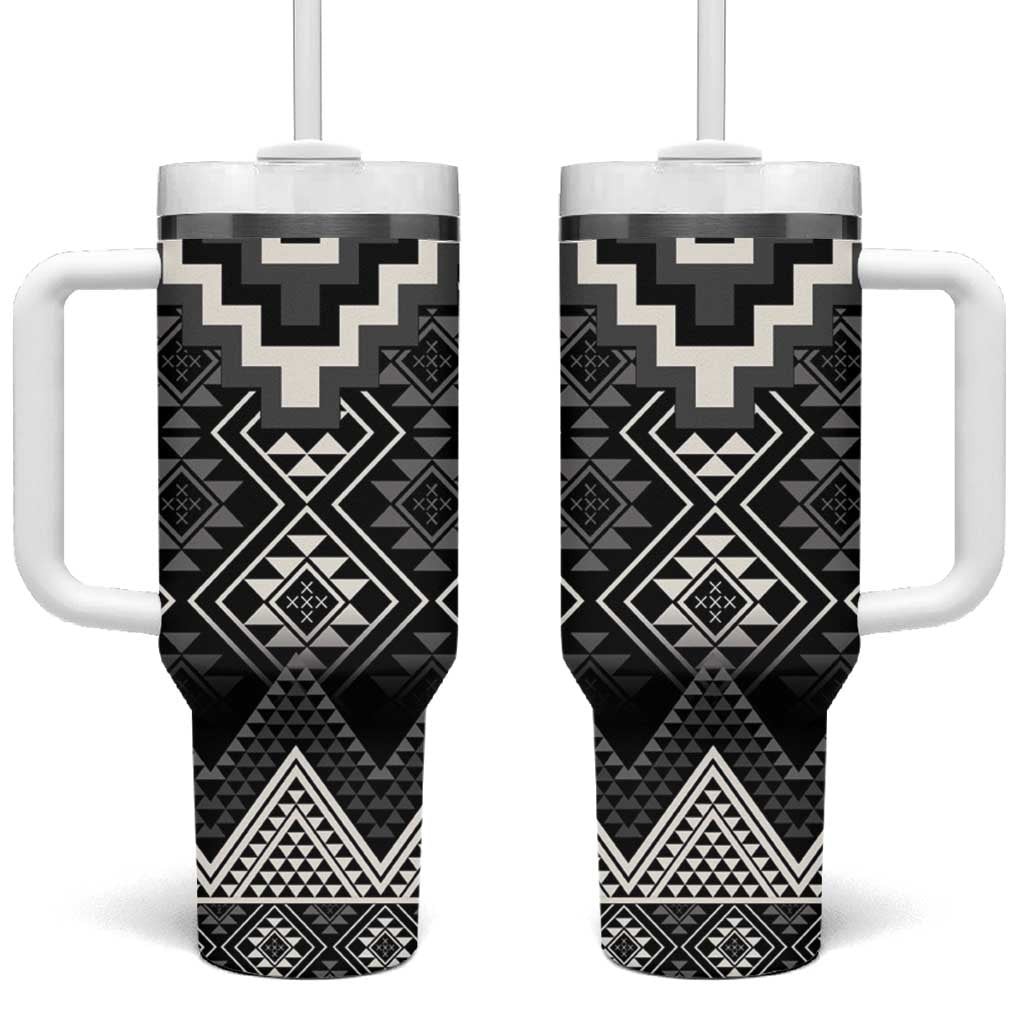 Black Taniko Aotearoa Tumbler With Handle Niho Taniwha Mix Poutama