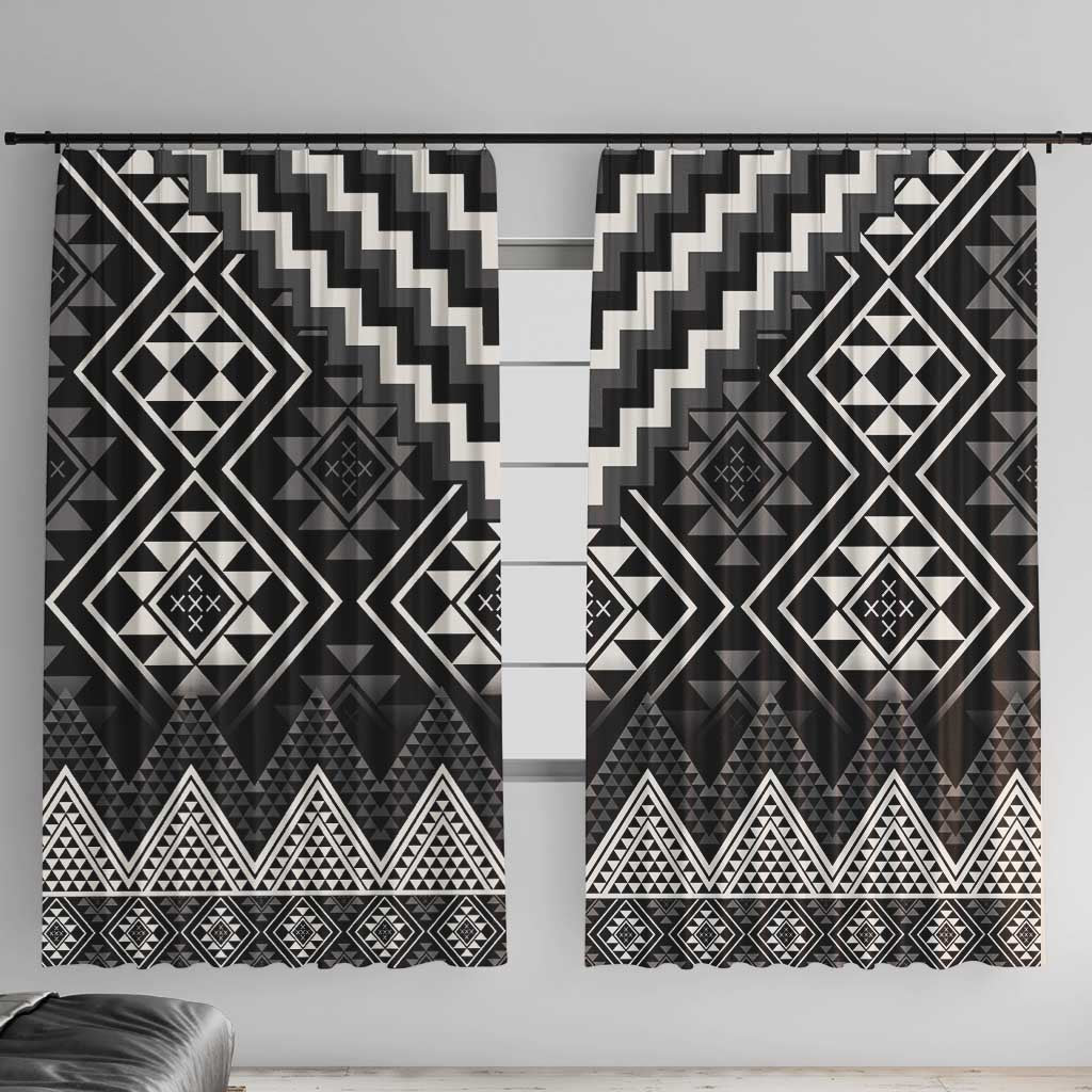 Black Taniko Aotearoa Window Curtain Niho Taniwha Mix Poutama