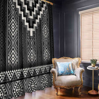 Black Taniko Aotearoa Window Curtain Niho Taniwha Mix Poutama LT14 - Polynesian Pride