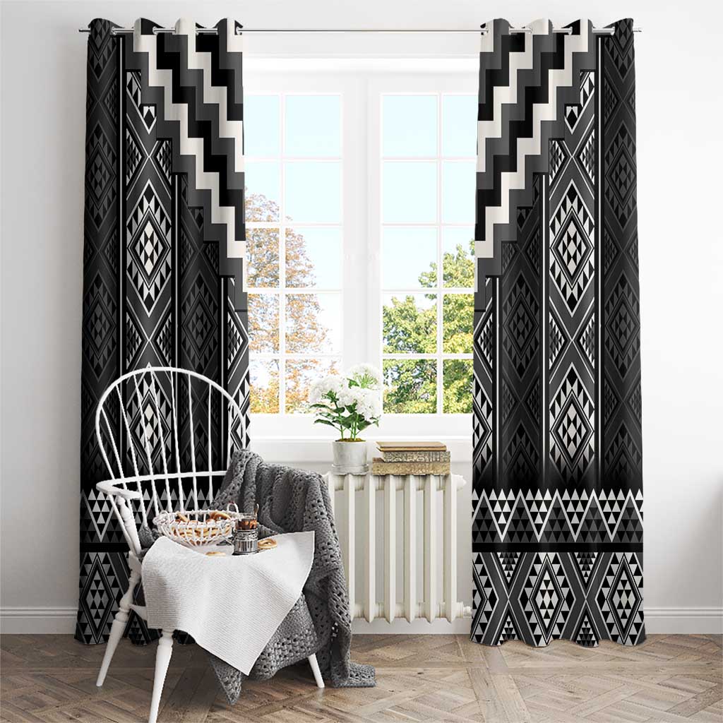 Black Taniko Aotearoa Window Curtain Niho Taniwha Mix Poutama LT14 - Polynesian Pride