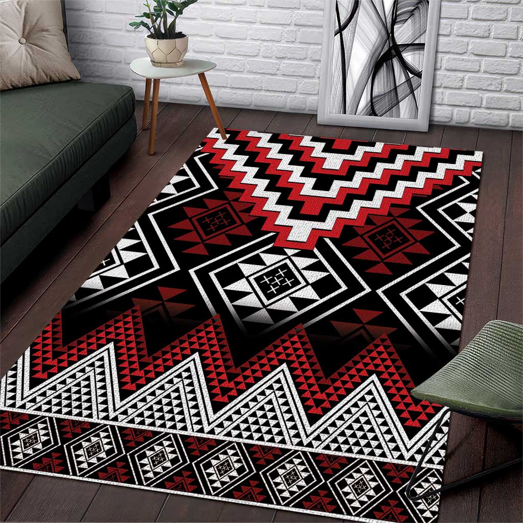 Red Taniko Aotearoa Area Rug Niho Taniwha Mix Poutama