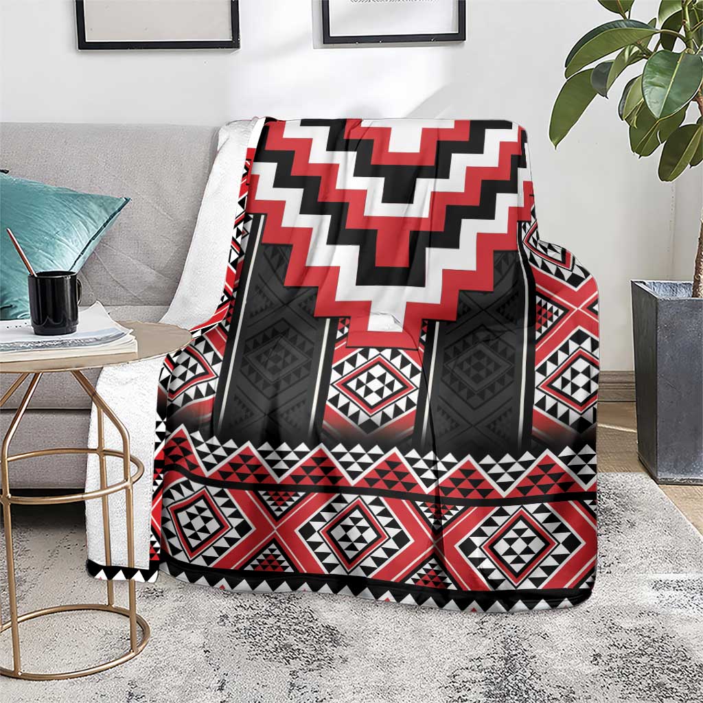Red Taniko Aotearoa Blanket Niho Taniwha Mix Poutama LT14 - Polynesian Pride