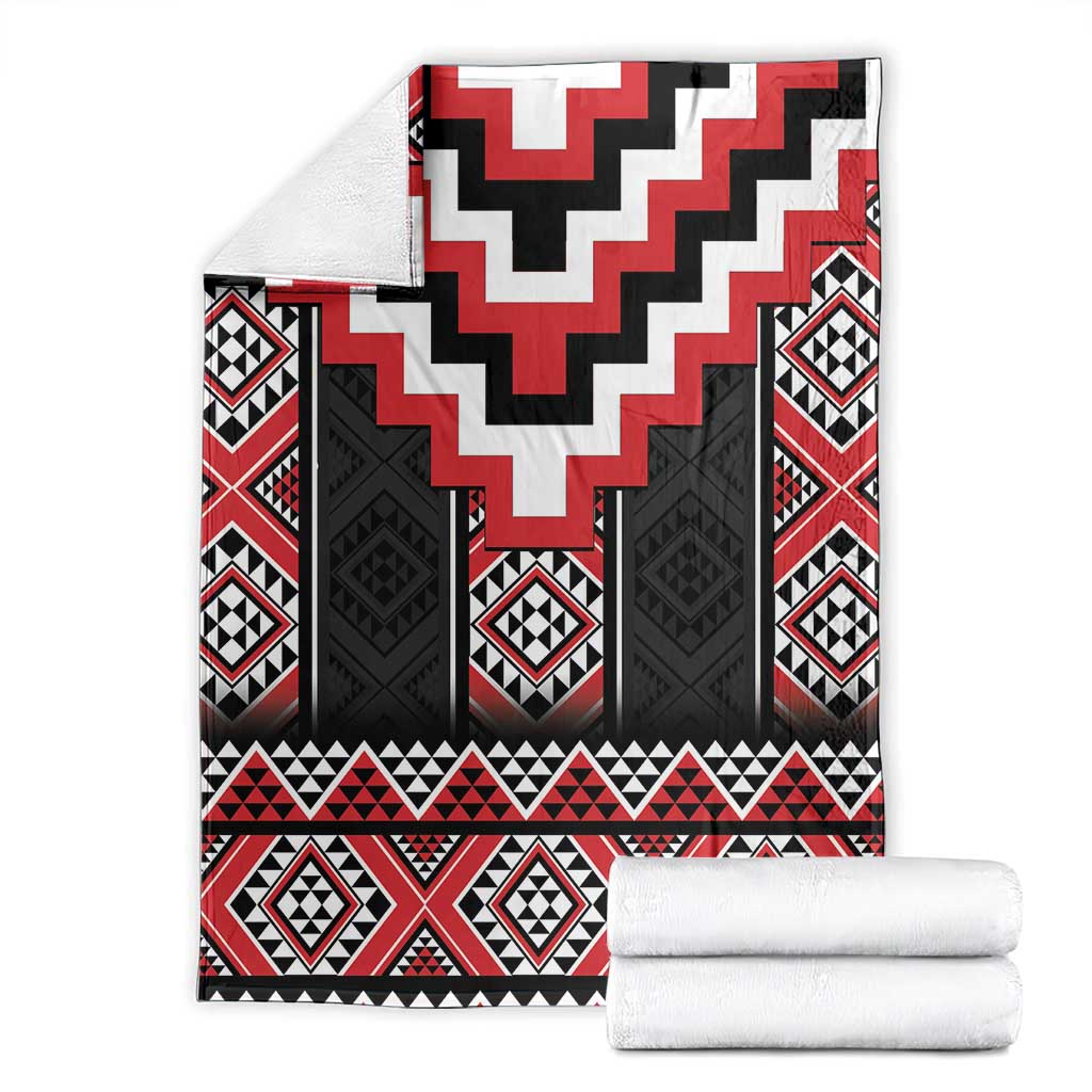 Red Taniko Aotearoa Blanket Niho Taniwha Mix Poutama LT14 - Polynesian Pride