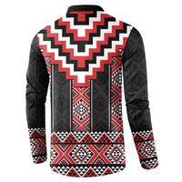 Red Taniko Aotearoa Button Sweatshirt Niho Taniwha Mix Poutama LT14 - Polynesian Pride