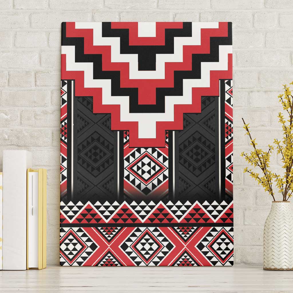 Red Taniko Aotearoa Canvas Wall Art Niho Taniwha Mix Poutama