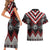 Red Taniko Aotearoa Couples Matching Short Sleeve Bodycon Dress and Hawaiian Shirt Niho Taniwha Mix Poutama