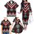 Red Taniko Aotearoa Family Matching Off The Shoulder Long Sleeve Dress and Hawaiian Shirt Niho Taniwha Mix Poutama