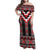 Red Taniko Aotearoa Family Matching Off Shoulder Maxi Dress and Hawaiian Shirt Niho Taniwha Mix Poutama LT14