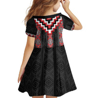 Red Taniko Aotearoa Family Matching Short Sleeve Bodycon Dress and Hawaiian Shirt Niho Taniwha Mix Poutama LT14 - Polynesian Pride