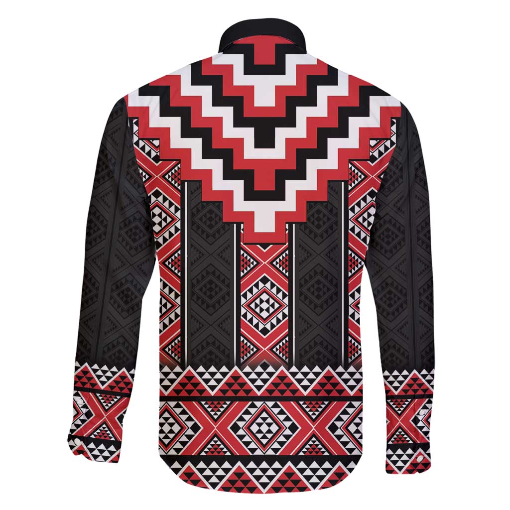 Red Taniko Aotearoa Family Matching Short Sleeve Bodycon Dress and Hawaiian Shirt Niho Taniwha Mix Poutama LT14 - Polynesian Pride