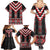 Red Taniko Aotearoa Family Matching Summer Maxi Dress and Hawaiian Shirt Niho Taniwha Mix Poutama LT14