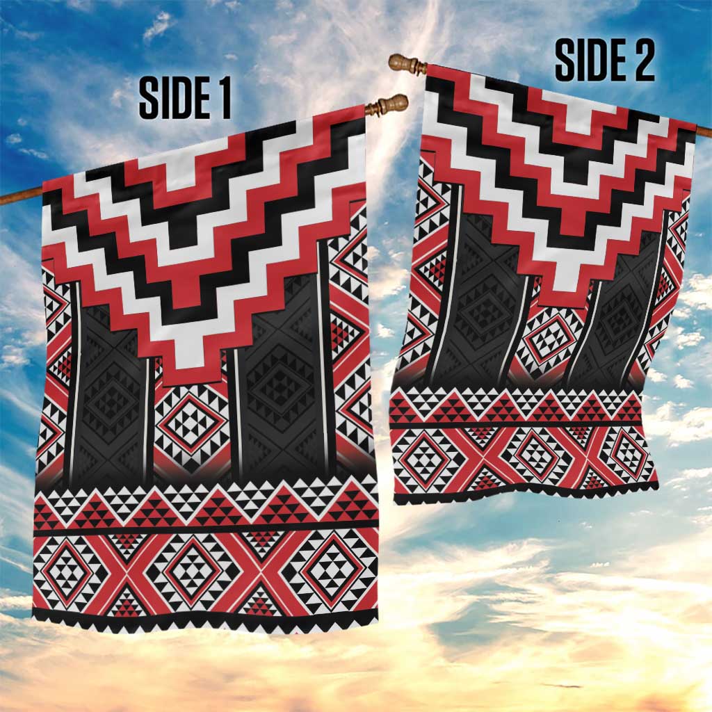 Red Taniko Aotearoa Garden Flag Niho Taniwha Mix Poutama LT14 - Polynesian Pride