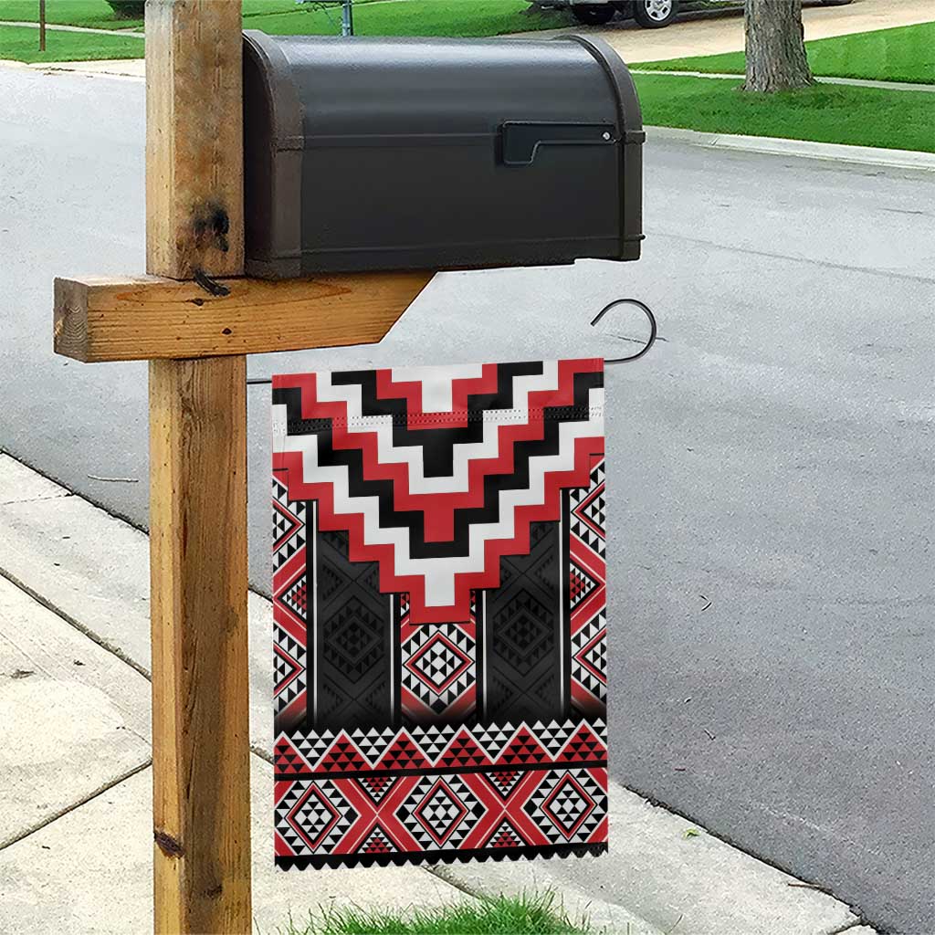 Red Taniko Aotearoa Garden Flag Niho Taniwha Mix Poutama LT14 - Polynesian Pride