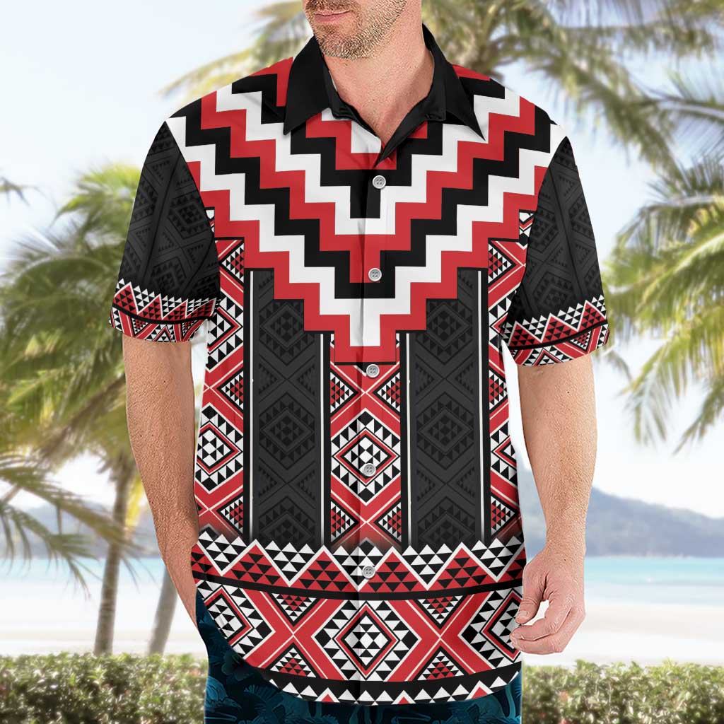 Red Taniko Aotearoa Hawaiian Shirt Niho Taniwha Mix Poutama LT14 - Polynesian Pride