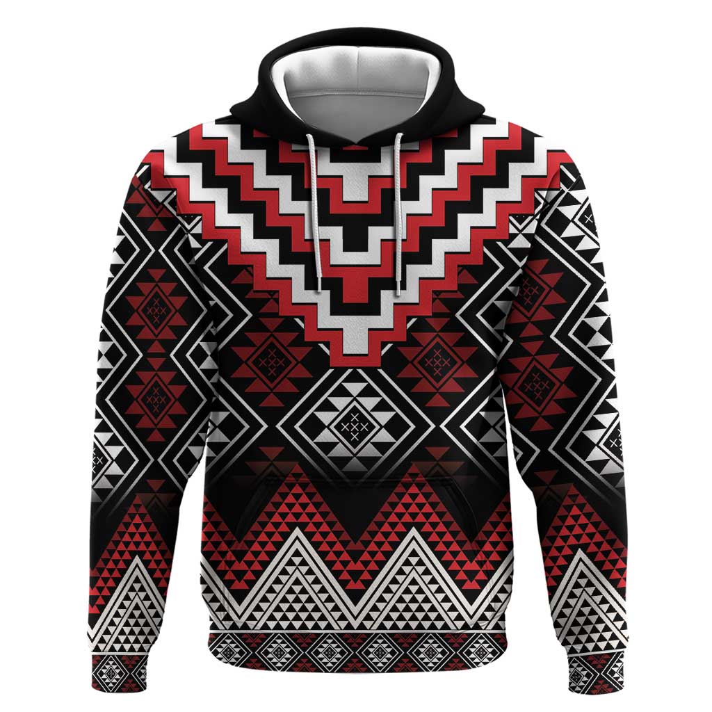 Red Taniko Aotearoa Hoodie Niho Taniwha Mix Poutama