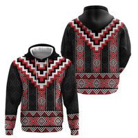 Red Taniko Aotearoa Hoodie Niho Taniwha Mix Poutama LT14