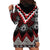 Red Taniko Aotearoa Hoodie Dress Niho Taniwha Mix Poutama