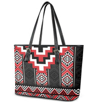 Red Taniko Aotearoa Leather Tote Bag Niho Taniwha Mix Poutama LT14 - Polynesian Pride