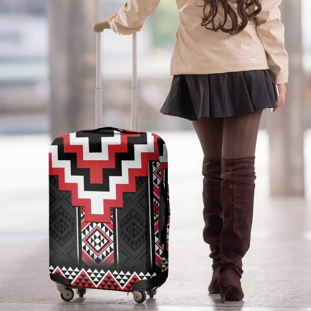 Red Taniko Aotearoa Luggage Cover Niho Taniwha Mix Poutama LT14