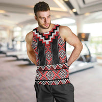 Red Taniko Aotearoa Men Tank Top Niho Taniwha Mix Poutama LT14