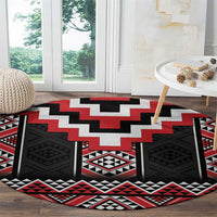 Red Taniko Aotearoa Round Carpet Niho Taniwha Mix Poutama LT14
