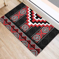 Red Taniko Aotearoa Rubber Doormat Niho Taniwha Mix Poutama LT14 - Polynesian Pride