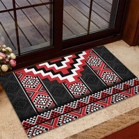 Red Taniko Aotearoa Rubber Doormat Niho Taniwha Mix Poutama LT14 - Polynesian Pride