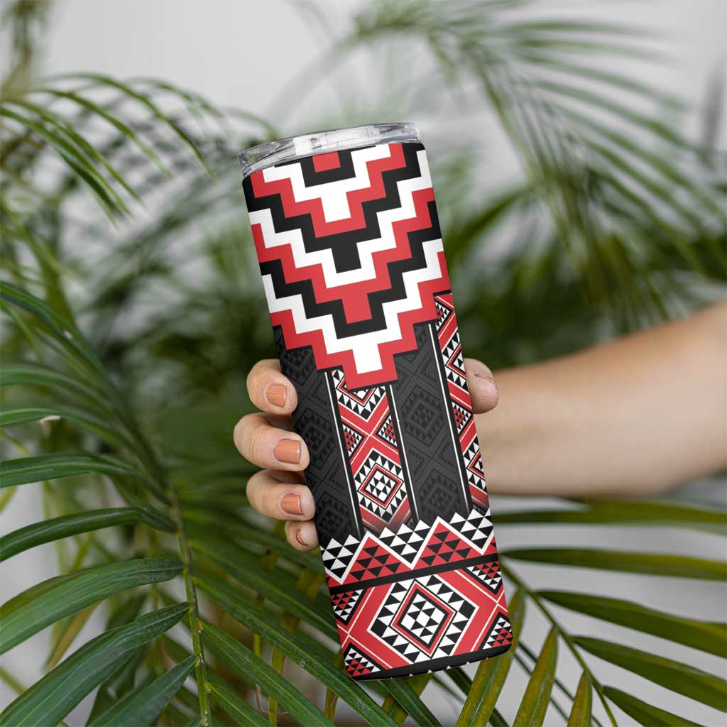 Red Taniko Aotearoa Skinny Tumbler Niho Taniwha Mix Poutama LT14