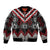 Red Taniko Aotearoa Sleeve Zip Bomber Jacket Niho Taniwha Mix Poutama