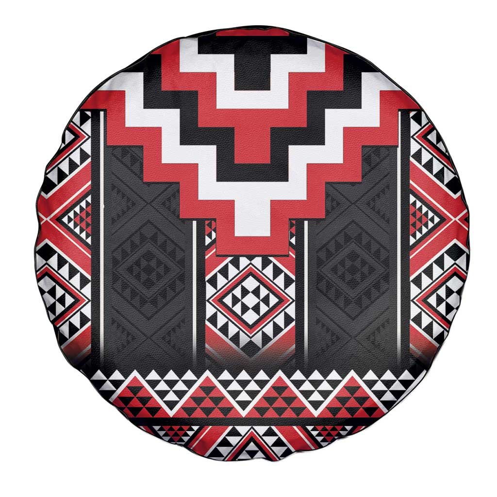 Red Taniko Aotearoa Spare Tire Cover Niho Taniwha Mix Poutama LT14 - Polynesian Pride
