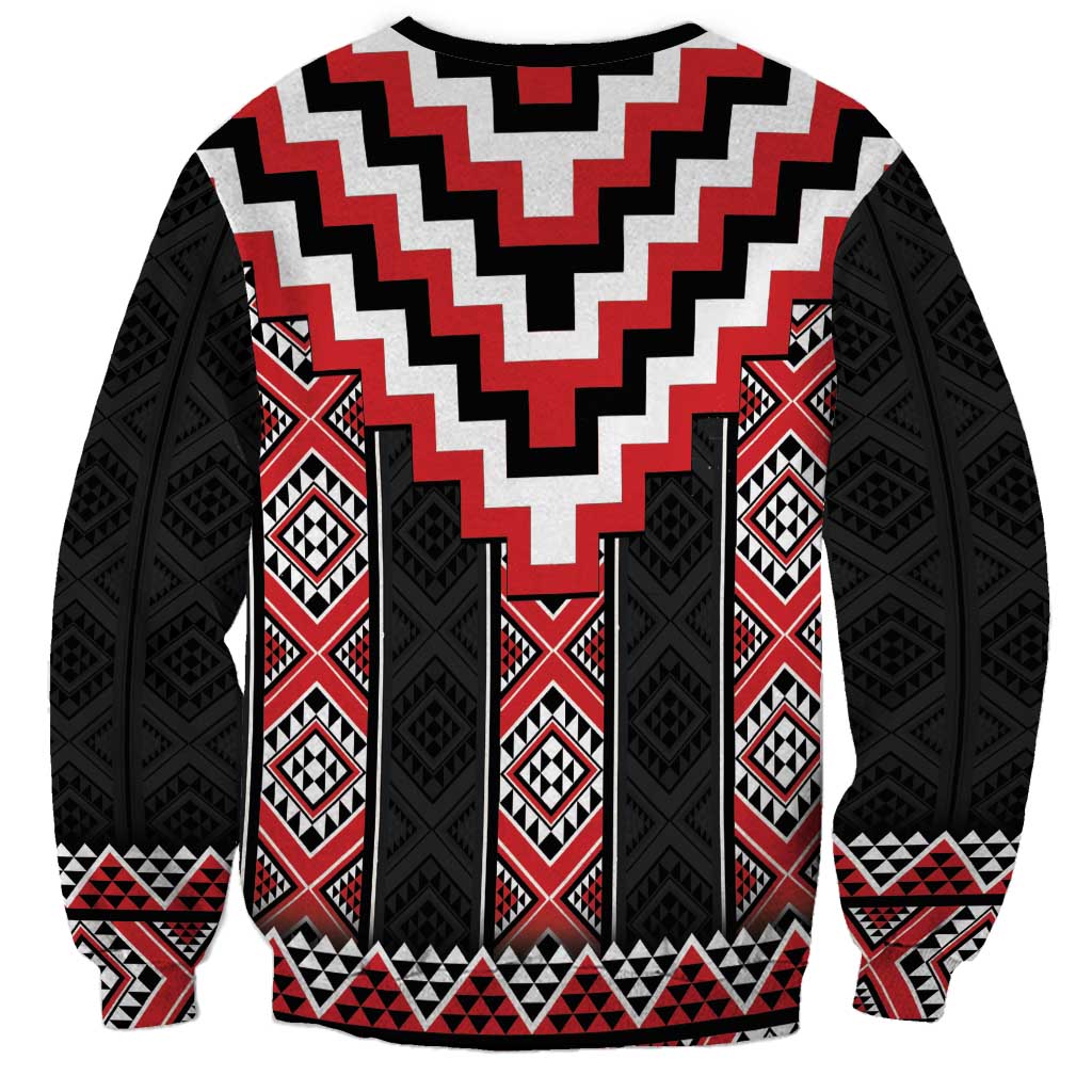 Red Taniko Aotearoa Sweatshirt Niho Taniwha Mix Poutama LT14 - Polynesian Pride